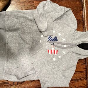 Gray Hoodie with American Flag Graphic